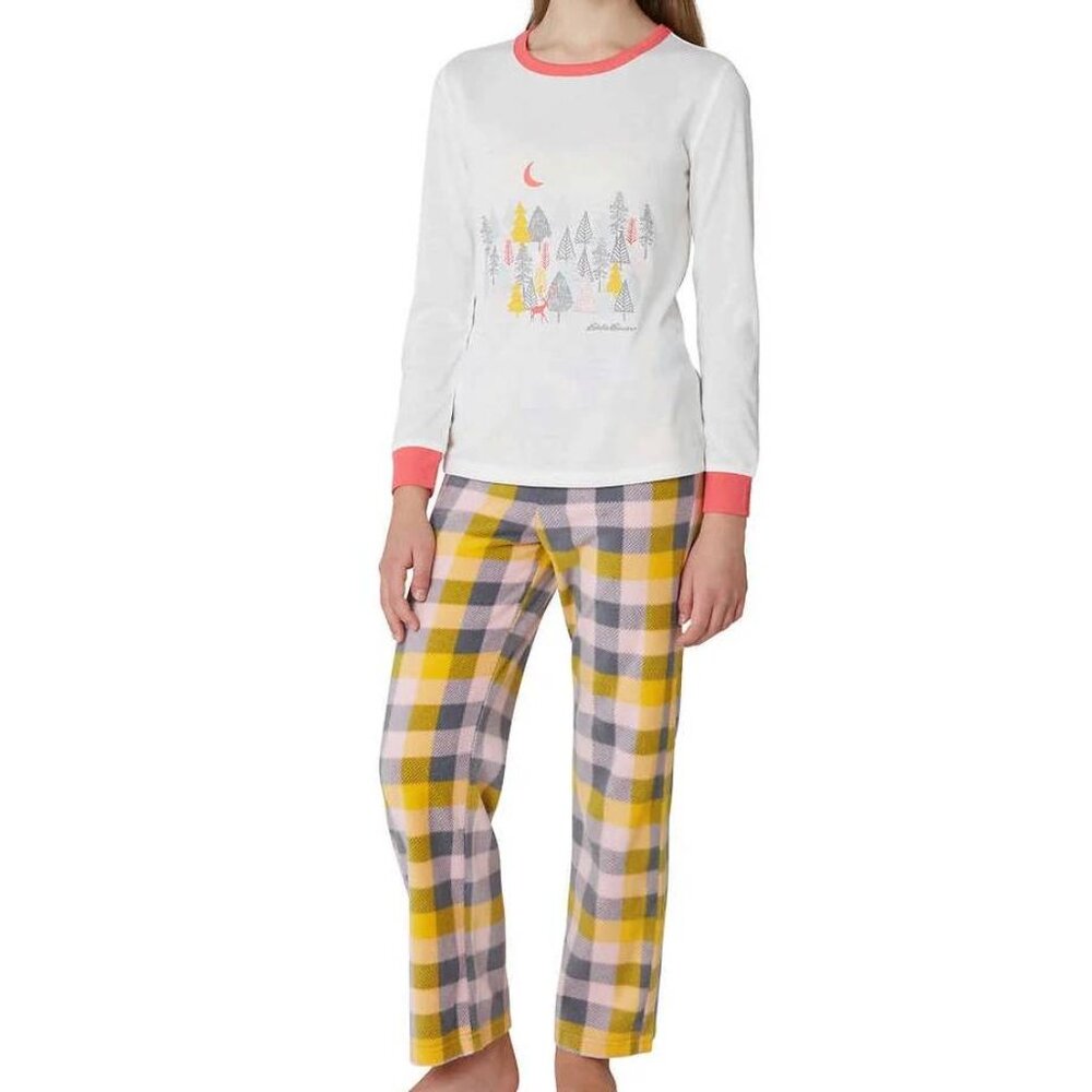 New Eddie Bauer Pink and Yellow 2-piece Pajamas for girls , size M (10/12) NWT